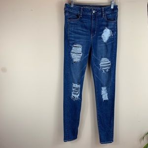 American Eagle Distressed Super Hi-Rise Jegging